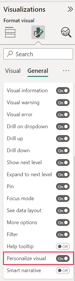 Screenshot of the Personalize visual slider.