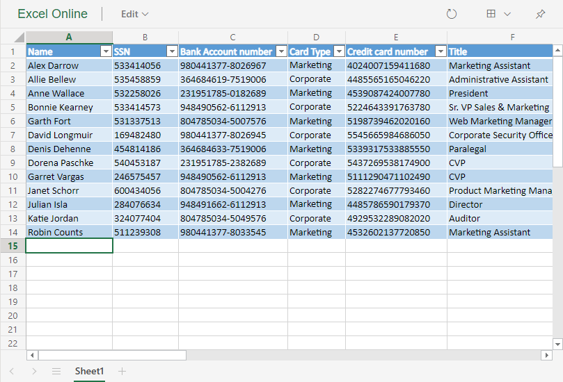 Screenshot showing Excel Online in Power BI.