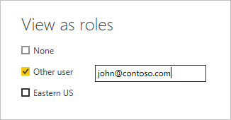 Screenshot of the View as roles window with an example user entered.