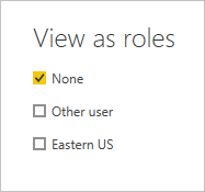 Screenshot of the View as roles window with None selected.