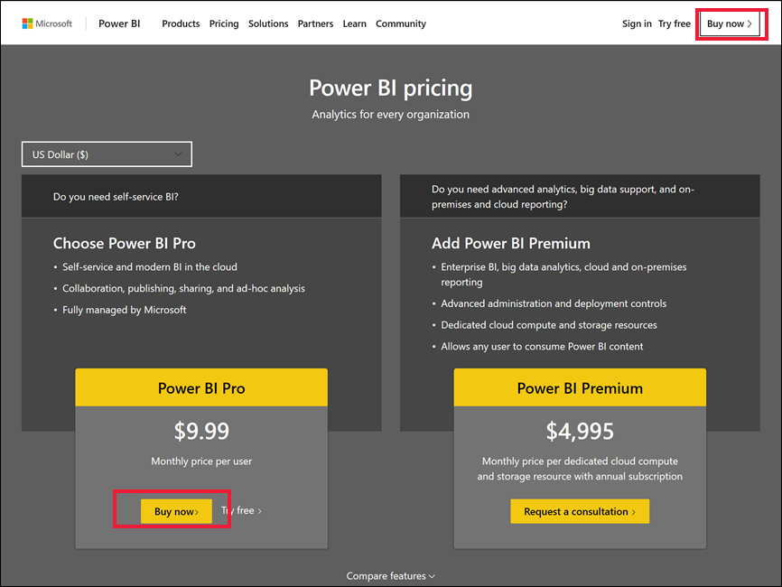 Sign up or purchase the Power BI service as an individual - Power BI ...