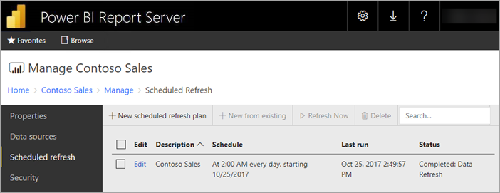 Successful scheduled refresh of a Power BI Report