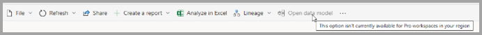 Screenshot of hovering over the open data model button.
