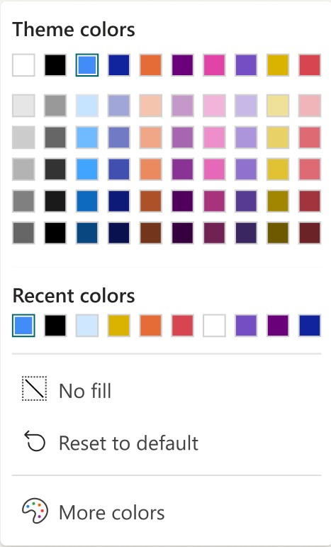 Screenshot of theme color picker user interface in Power BI.