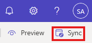 Screenshot of the Sync button in the studio interface.