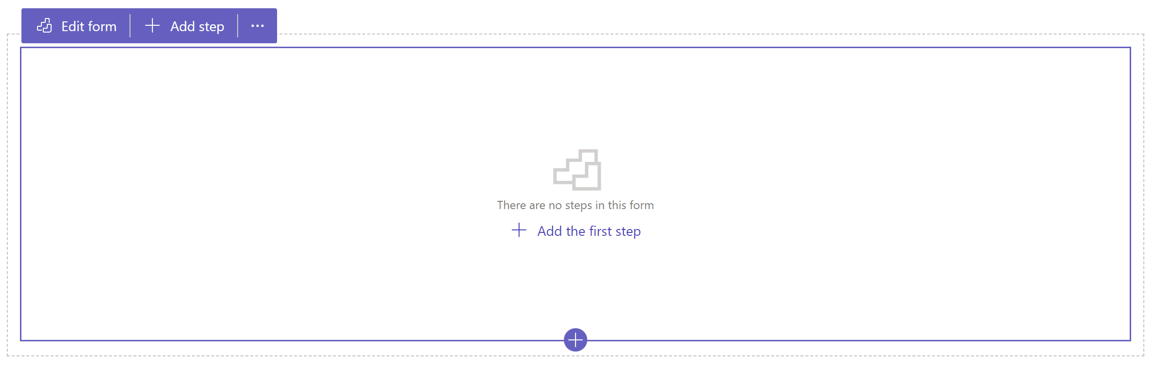 Screenshot of add the first step to the form.
