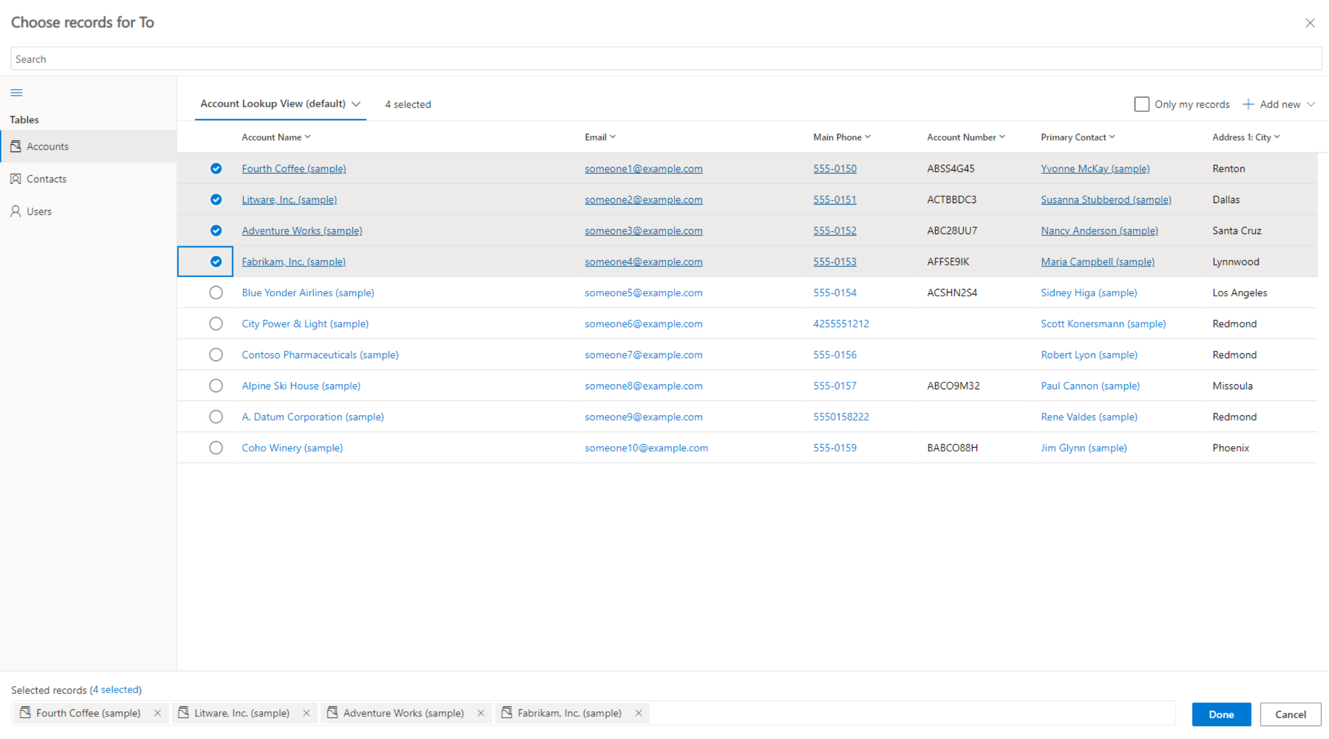 Advanced lookup multi-table multi-select