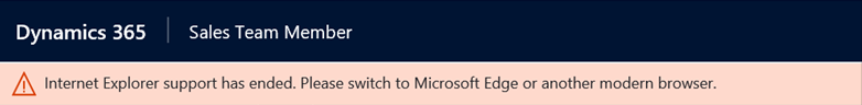 App message bar warning about the end of Internet Explorer support. App message bar warning about the end of Internet Explorer support.