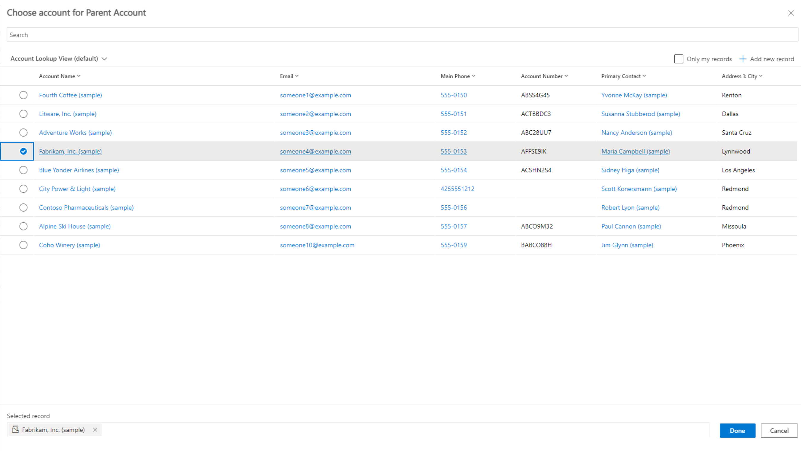 Advanced lookup single table single select