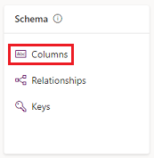 Under Schema, select Columns.