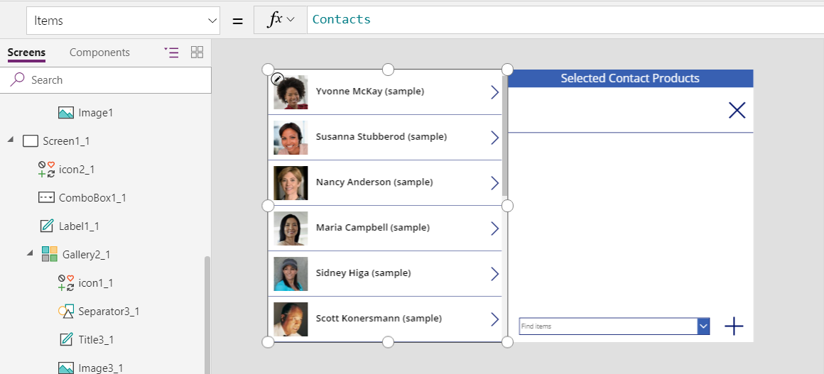 Show many-to-many relationship starting with contacts.