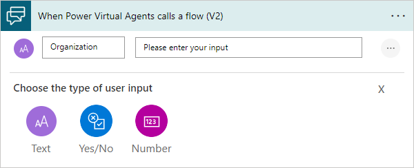 Screenshot of the flow trigger with a text input added.