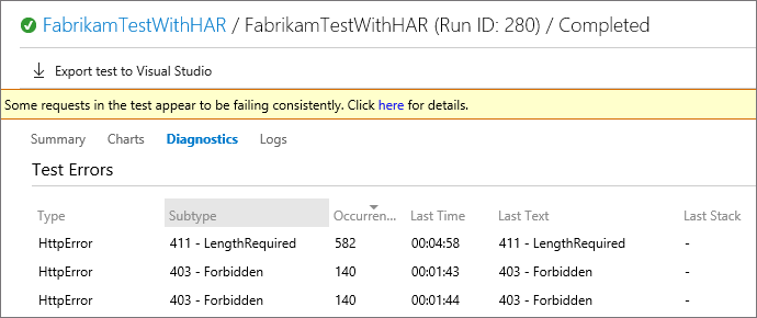 Viewing diagnostics information