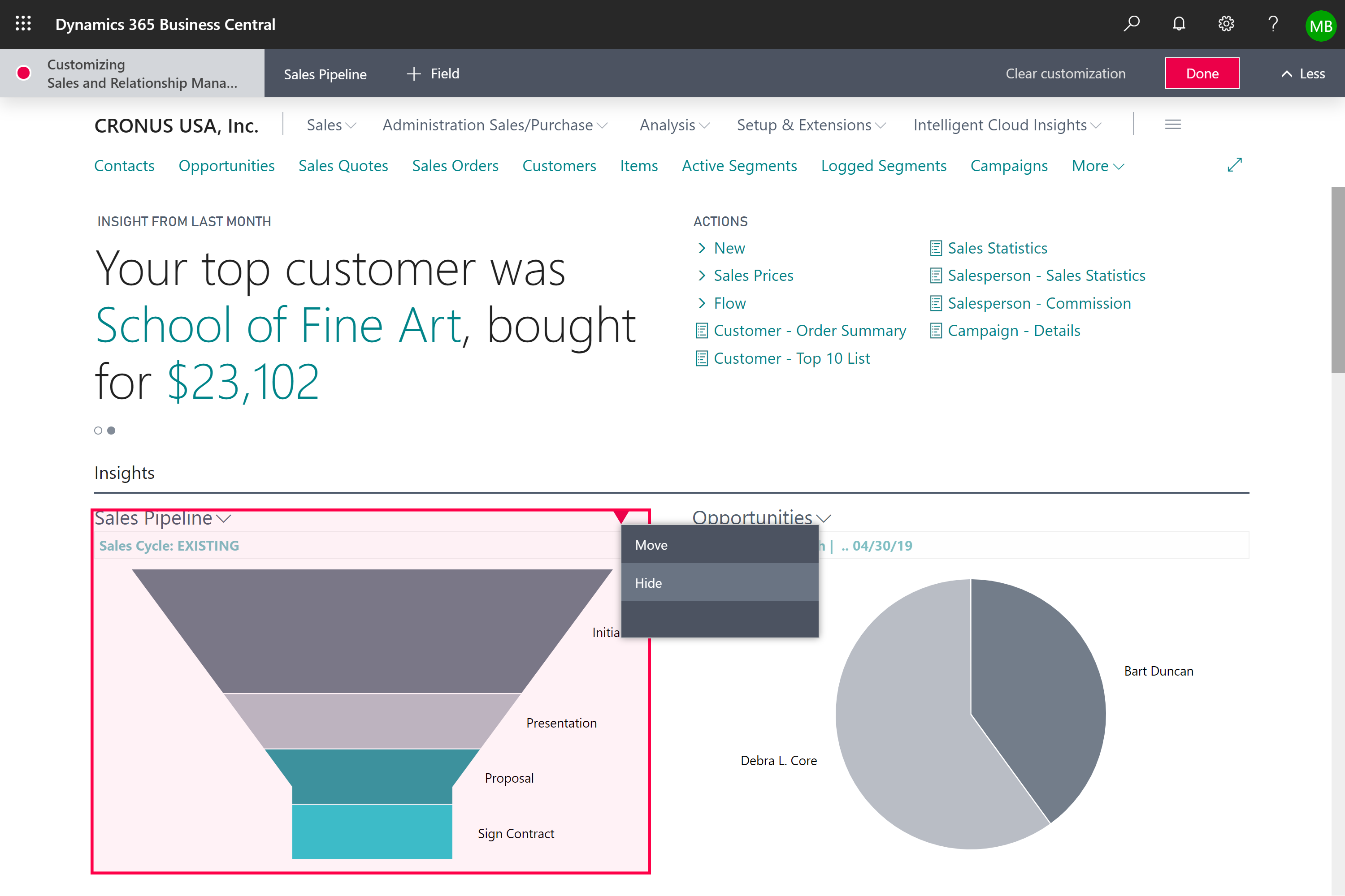 Customizing the sales and relationship manager profile directly in the UI Customizing the sales and relationship manager profile directly in the UI