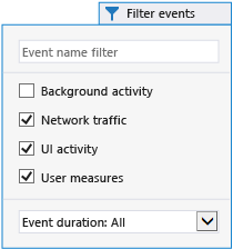 Filtering events in the timeline