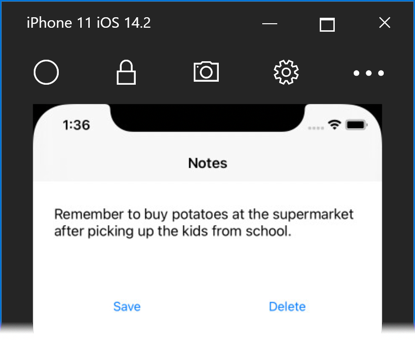 Notes in the iOS Simulator