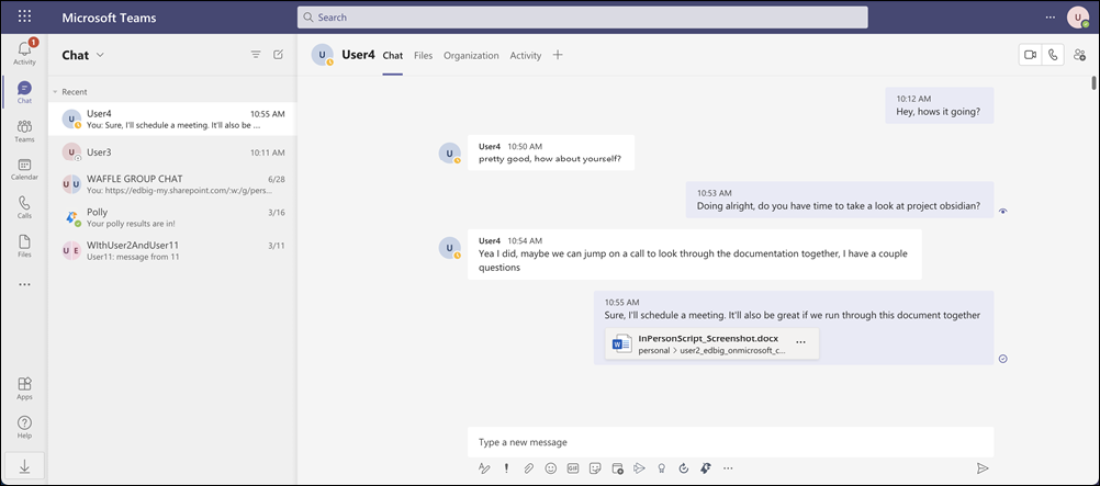 Conversation shown in Teams client.