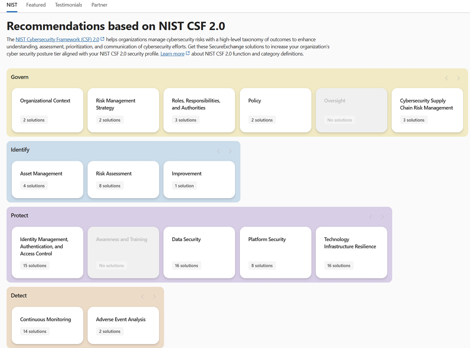 Screenshot of the Security Store NIST CSF 2.0 merchandising experience.