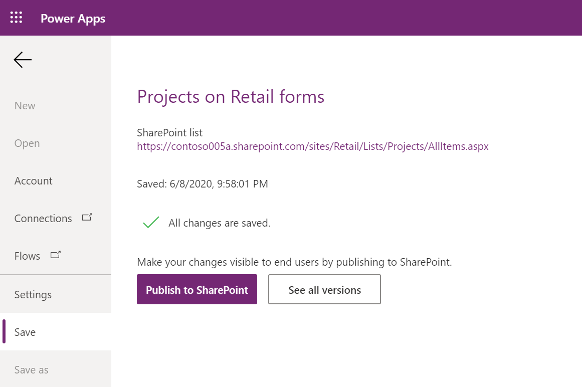 Publish Power Apps