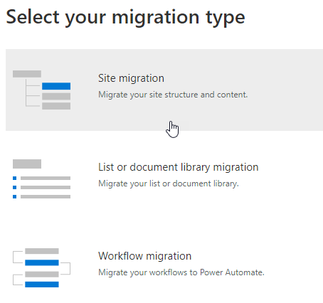 select your type of migration