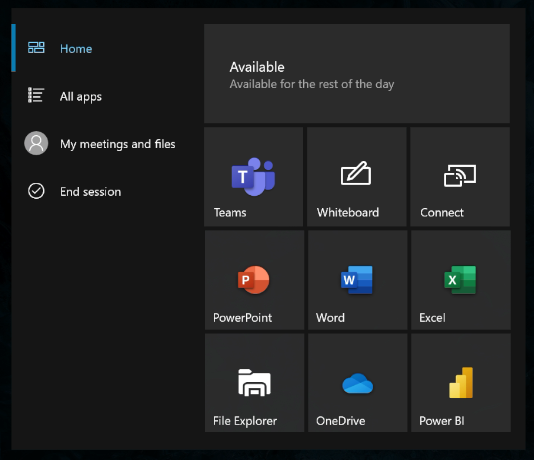 Default Surface Hub Start menu