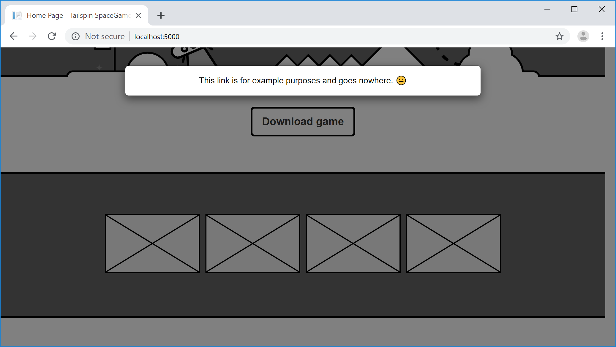 Screenshot of a browser showing the Download game modal window on the Space Game website.