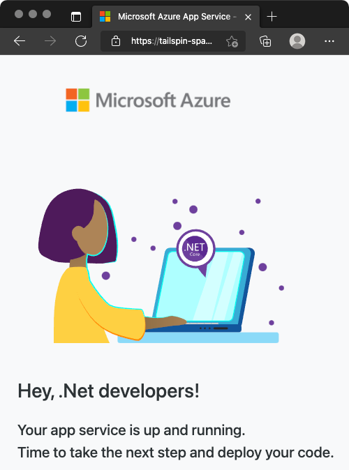 The default home page on Azure App Service.