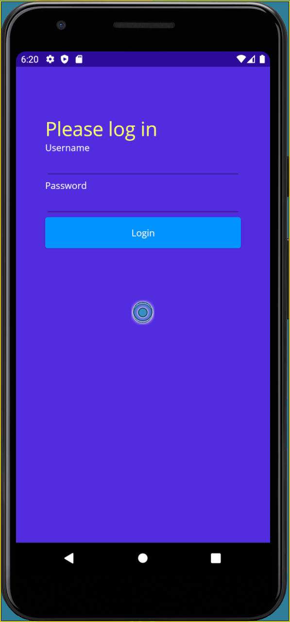 Screenshot of the sign-in page generated by the C# code. It shows a title, two text boxes for username and password, and a button with which to sign in.