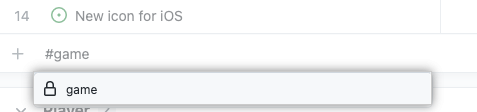 Screenshot of a Project in List view, focused on searching for an existing issue or pull request by adding a # and typing in key phrases.