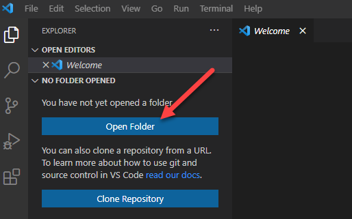 Screenshot of the open folder button.
