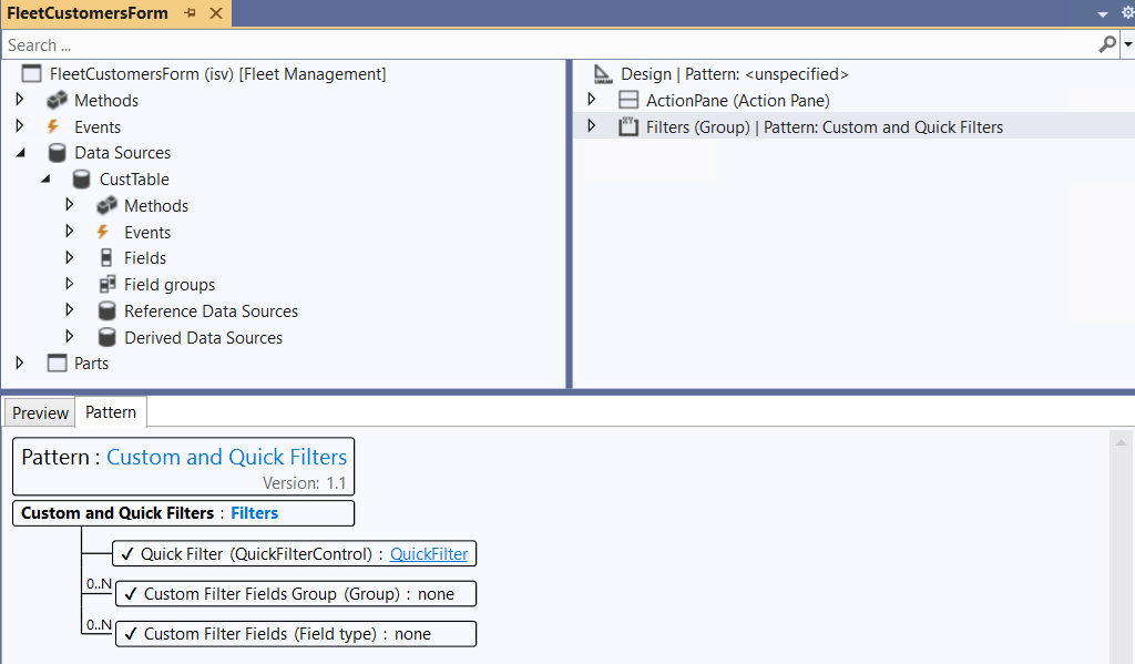 Screenshsot of the QuickFilter property.