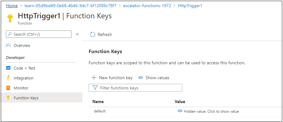 Screenshot showing the Function Keys pane with the revealed function key highlighted.