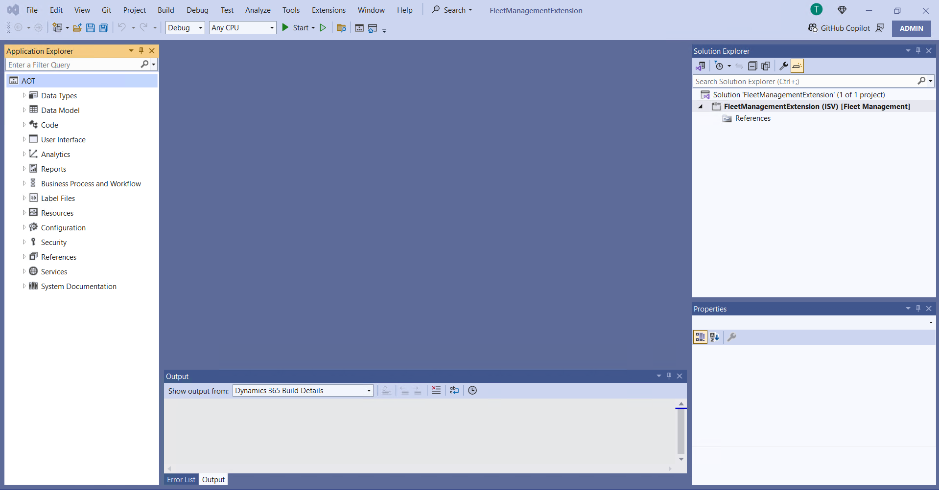 Screenshot of the Visual Studio user interface.