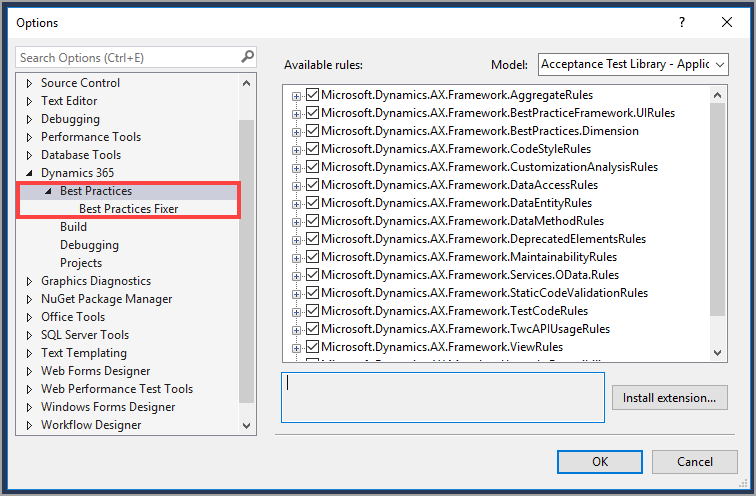Screenshot of the Visual studio best practices page.