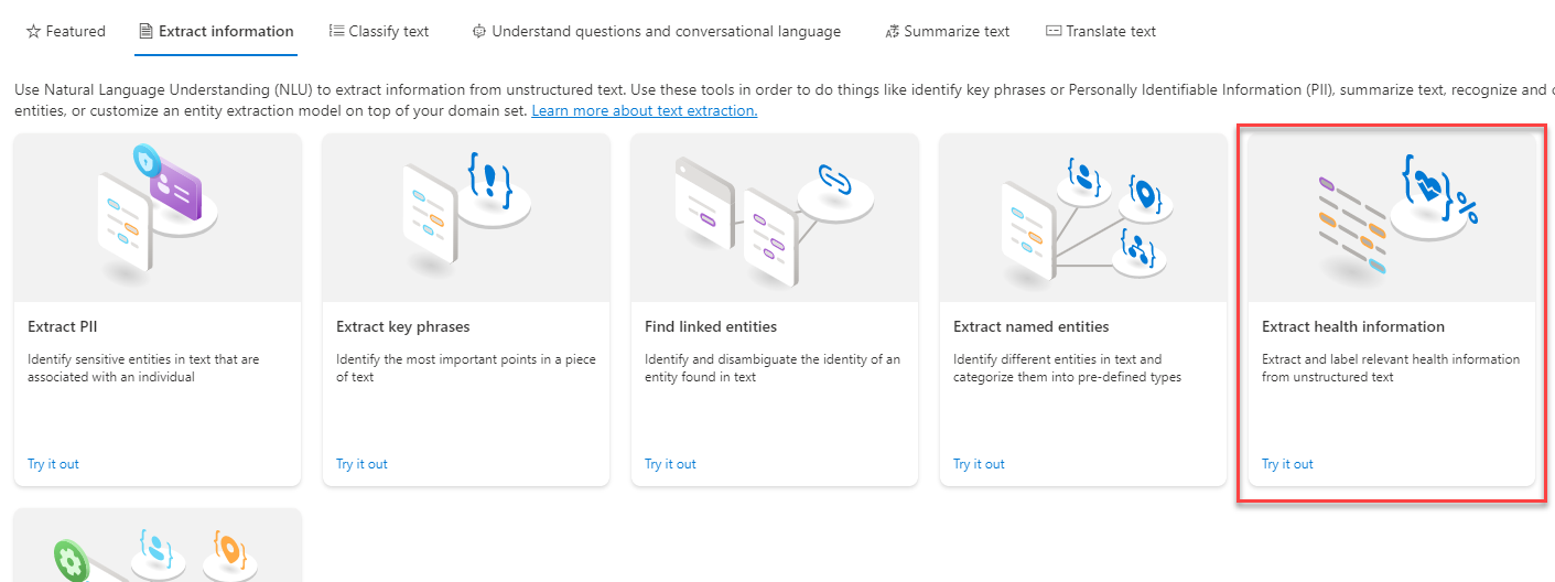 Screenshot of the Extract health information option.