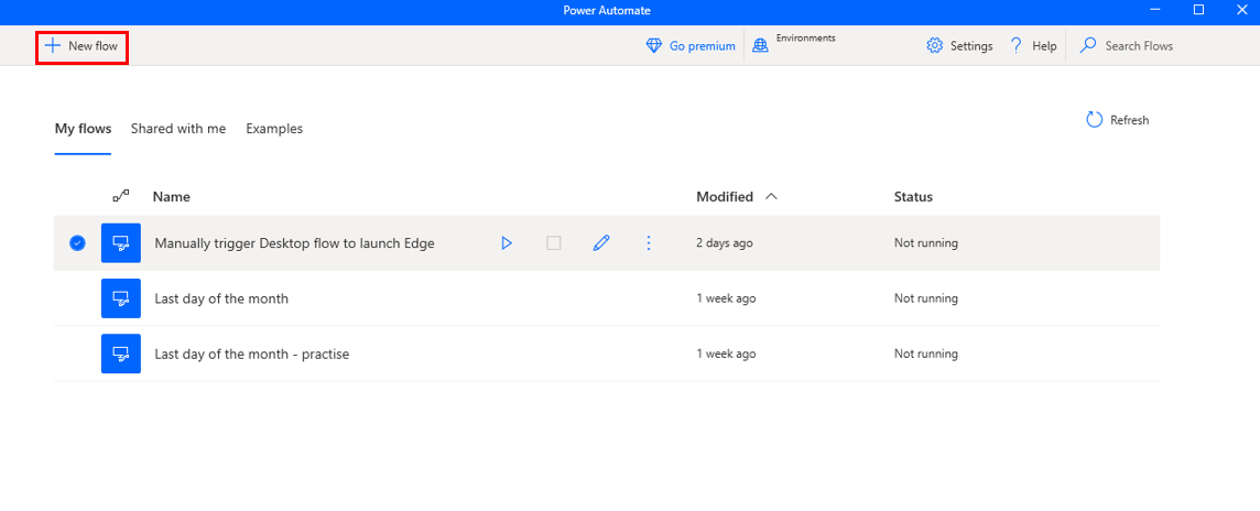 Screenshot of the Power Automate for desktop.