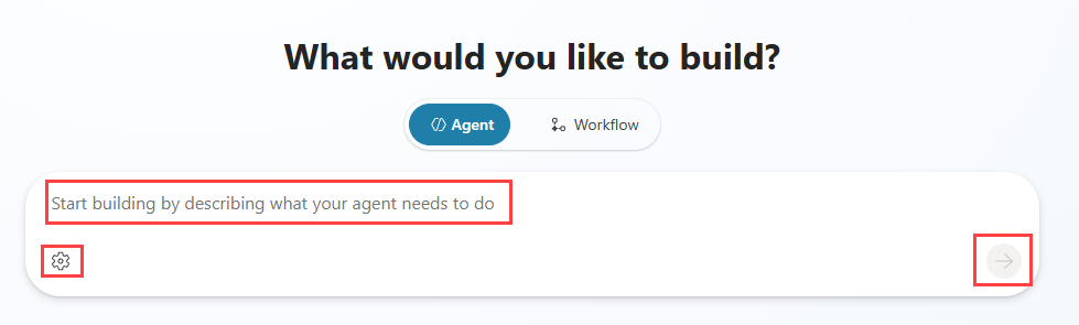 A screenshot of the creating agent prompt in Copilot Studio.