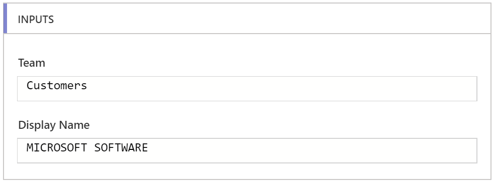 Screenshot of the Input details in a failed flow.