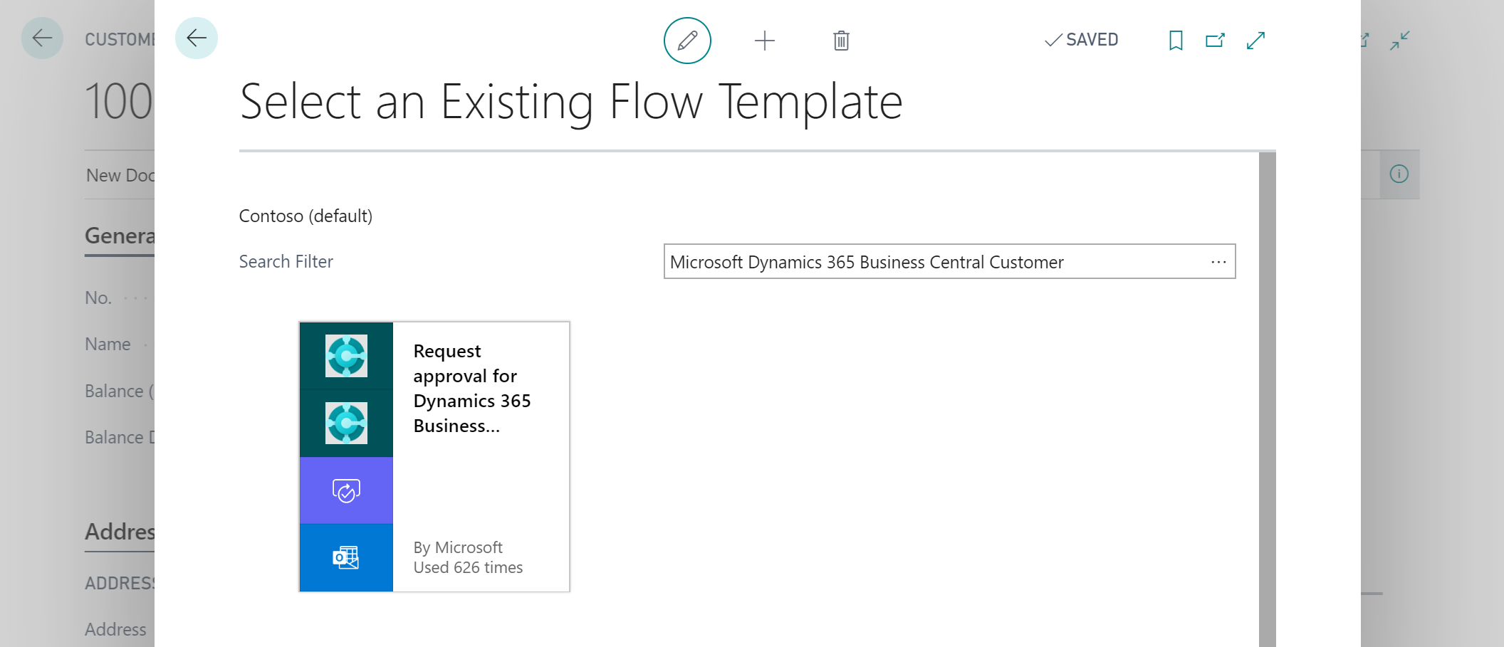 Screenshot of the Select an Existing Flow Template page.