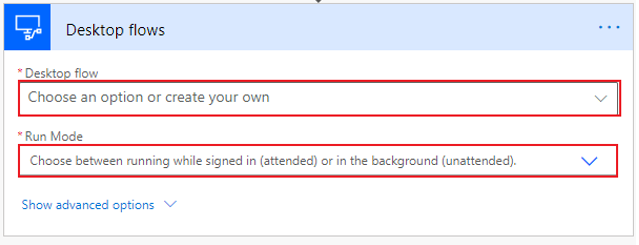 Screenshot of the Run a flow built with Power Automate for desktop dialog.