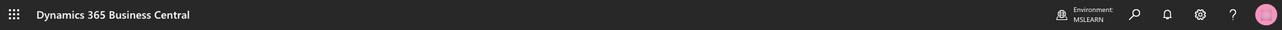 Screenshot of the App bar at the top of the Business Central page.