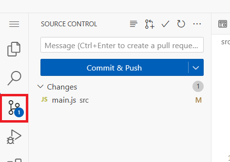 Screenshot showing the Source Control Explorer view in VS Code for the Web.