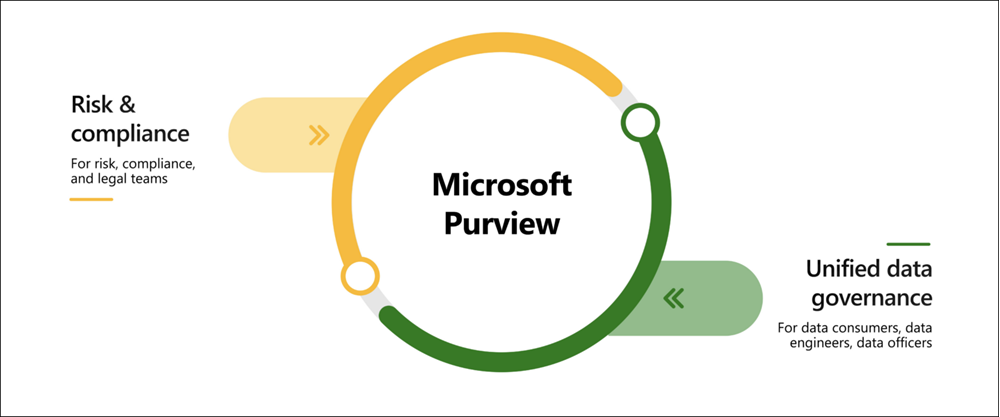 Illustration showing the main areas for Microsoft Purview.