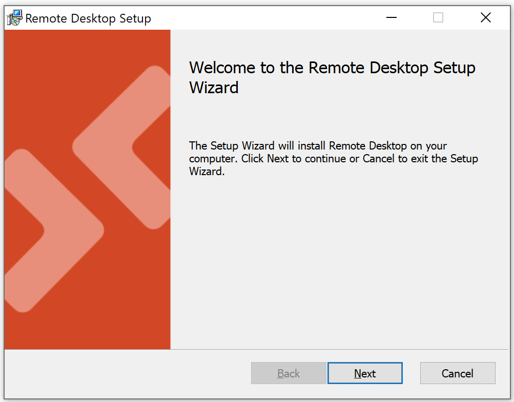 Diagram of remote desktop client setup for Windows.