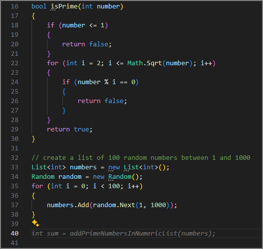 Screenshot showing GitHub Copilot suggesting a method call.
