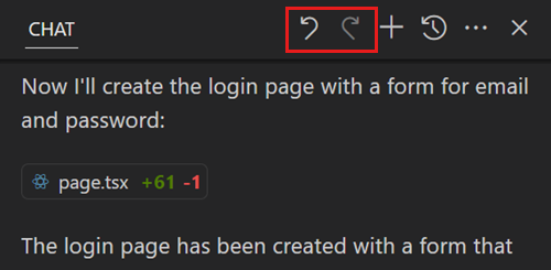 Screenshot of the chat view showing the undo and redo last edit controls.