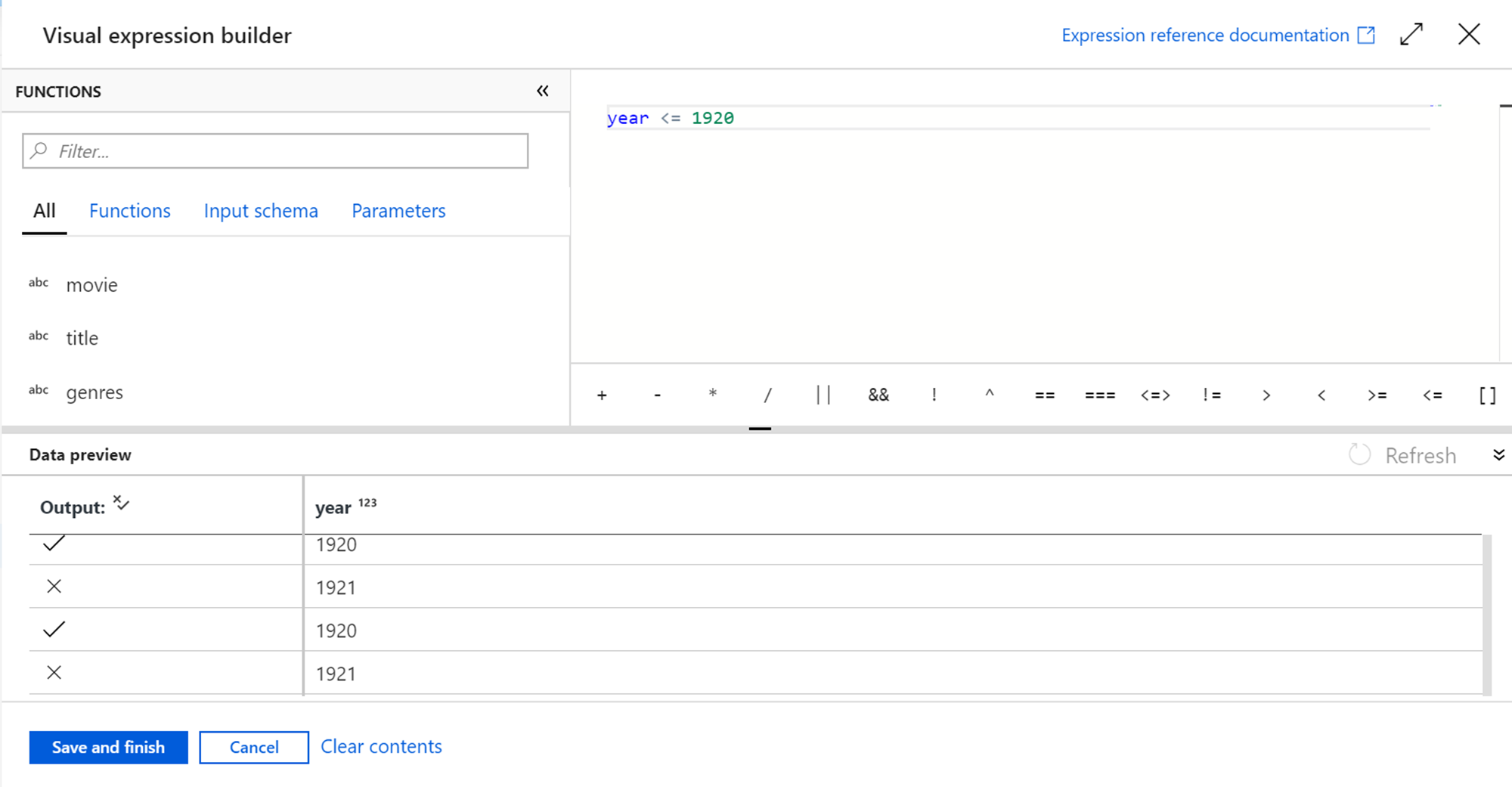 Screenshot that shows the Expression Builder in the Mapping Data Flow with the expression text editor active.