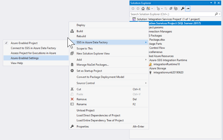 Screenshot showing how to execute the SSIS package.