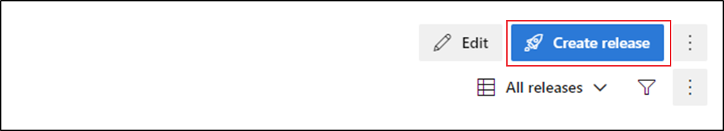 Screenshot of the Create release button in the Azure DevOps release pipeline.