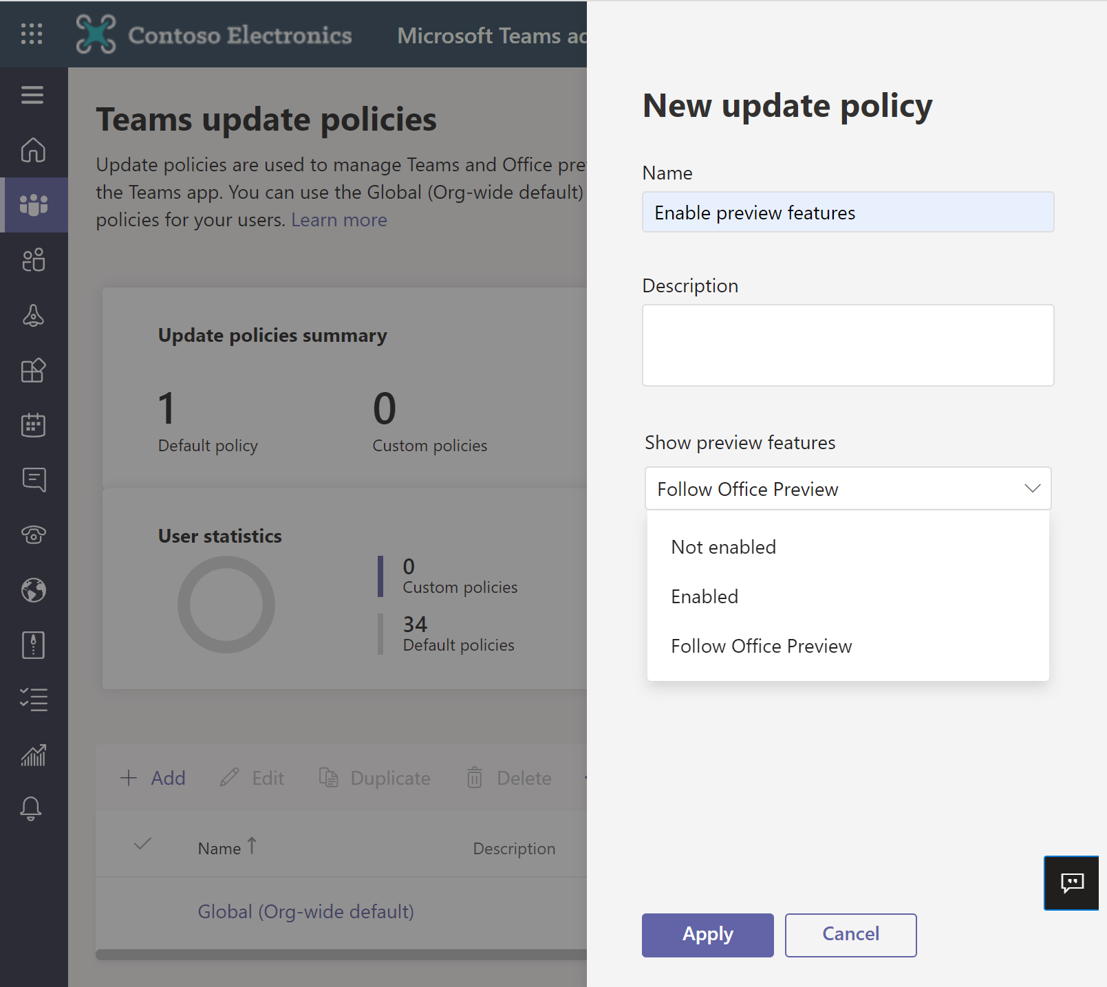 Screenshot of select the Update policies option.